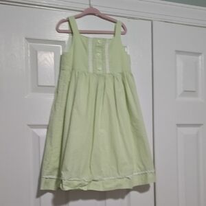 Janie And Jack Light Green Girls' Sleeveless Dress with Lace Trim